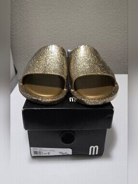 Melissa Golden Glitter Slide Sandals
